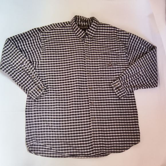 Knights of Round Table Plaid Gingham Flannel Long Sleeve Shirt Vintage - Picture 2 of 8